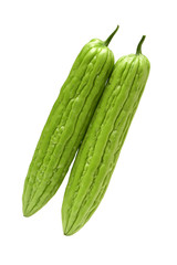 fresh bitter gourd on white background.