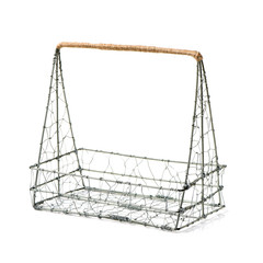 wire basket on white background