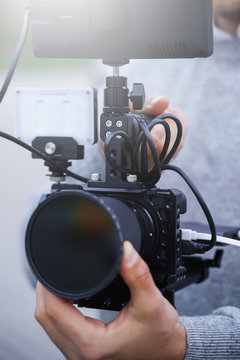 Videographer with a modern camera rig