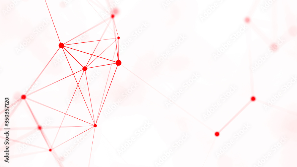 Poster Polygonal white background with connecting dots and lines. Network connection structure. Plexus effect. 3d rendering.
