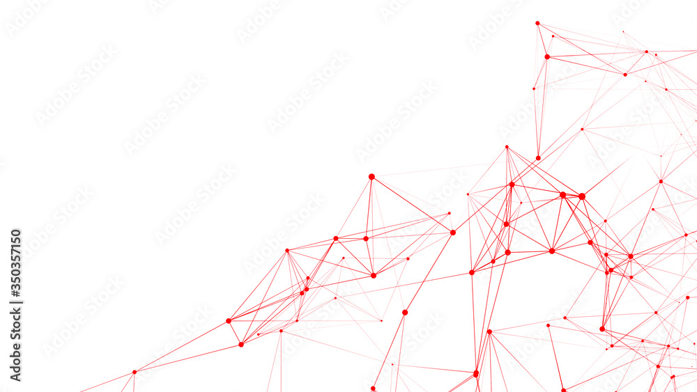 Leinwandbilder Polygonal white background with connecting dots and lines. Network connection structure. Plexus effect. 3d rendering.