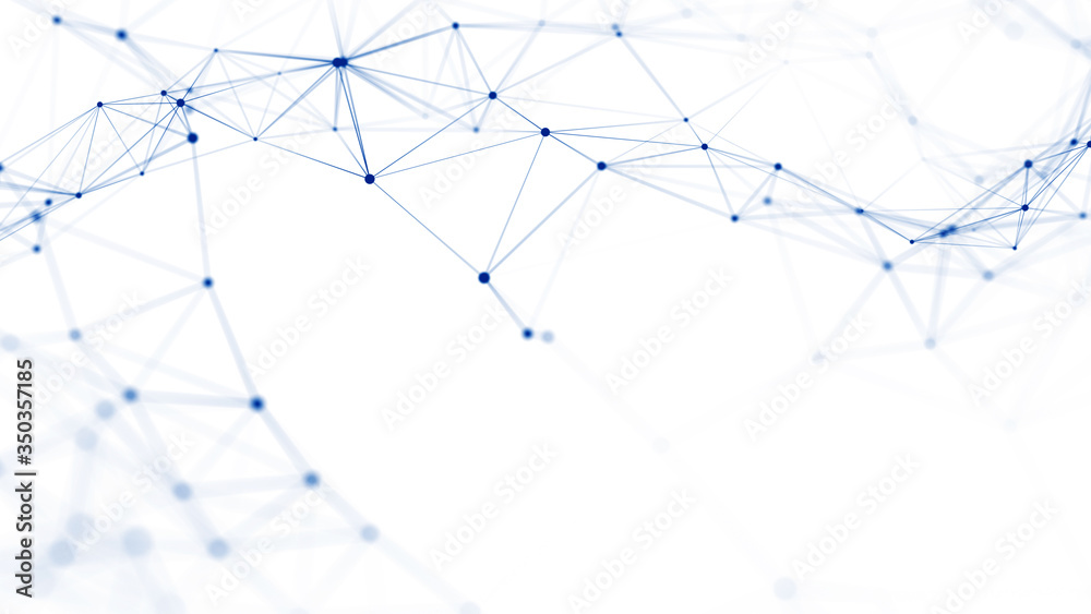 Aufkleber Polygonal white background with connecting dots and lines. Network connection structure. Plexus effect. 3d rendering.