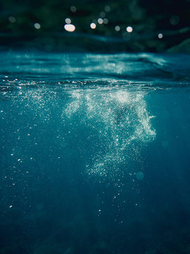 underwater scene with bubbles