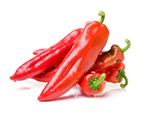 Fresh red pepper slice on white background