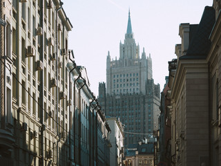 Famous tall building in Moscow, Russia