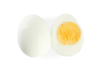 Fresh hard boiled chicken eggs isolated on white