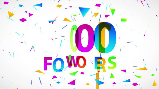 celebration announcement for first 1000 followers with multi multicolored confetti and clear lettering for people starting an entrepreneurship