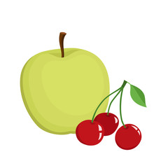 Bright vector set of colorful cherry and apple.