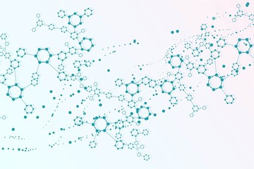 Science network pattern, connecting lines and dots. Technology hexagons structure or molecular connect elements.