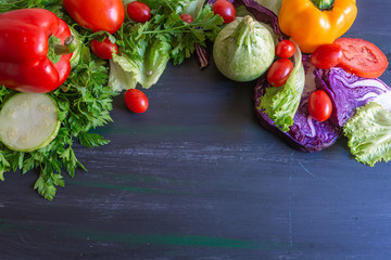 Green salad with sweet tomato, bright colors for fit people and who eat nutritious