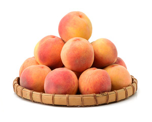 ripe peach on white background 