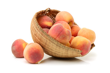 ripe peach on white background 