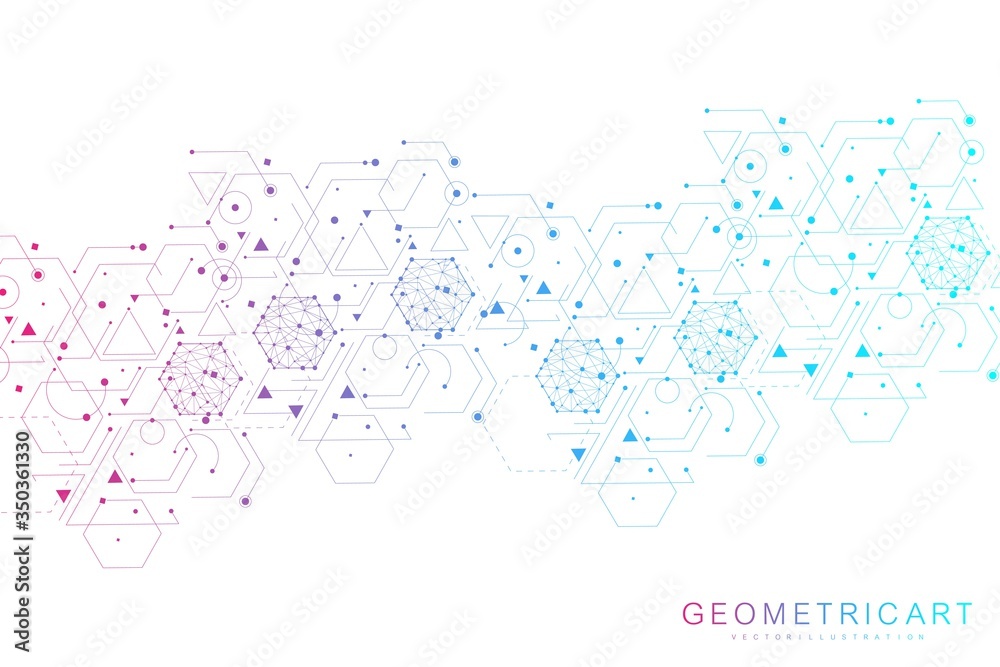 Poster hexagonal abstract background. big data visualization. global network connection