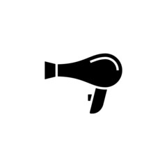 Blow dryer vector icon in black flat shape design isolated on white background