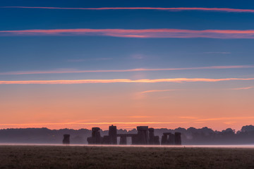 Stonehenge in the morning mist