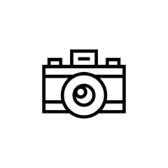 Photo camera vector icon in outline, linear style isolated on white background
