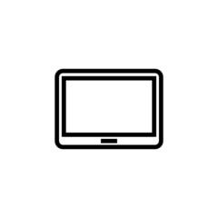 Tablet electronic device vector icon in outline, linear style isolated on white background