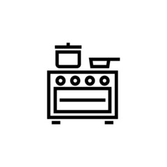 Stove vector icon in outline, linear style isolated on white background