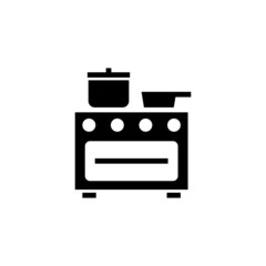 Stove vector icon in black flat shape design isolated on white background