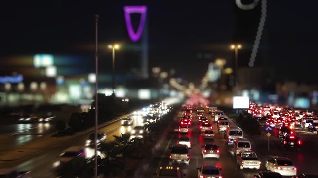 Riyadh, Saudi Arabia 02-05- 2016:Saudi Arabia Riyadh landscape Tilt-shift time-lapse 