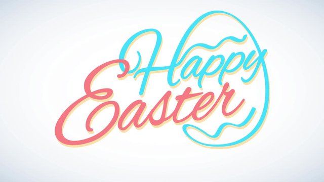 minimalist happy easter invitation letter with a traditional egg figure forming from cursive letters floating on background