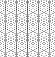 Seamless geometric pattern inspired by Japanese Kumiko ornament .Black white.