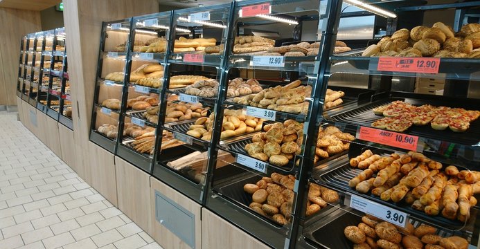 Bakery section in LIDL supermarket
