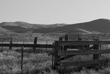 This is a Black and white of the Kern County Mountains.