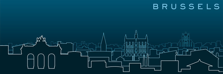 Brussels Multiple Lines Skyline and Landmarks
