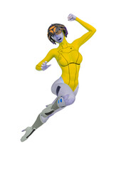 super cyborg girl mega jump
