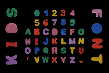 kids font colorful cutout alphabet letters and numbers