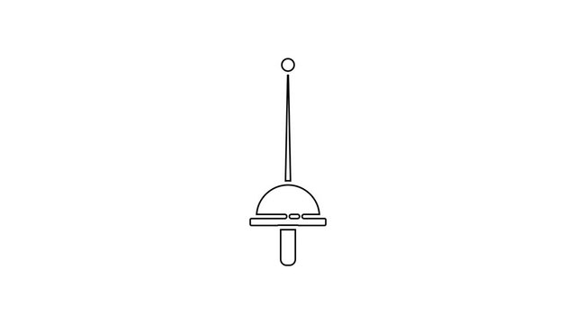 Black line Fencing icon isolated on white background. Sport equipment. 4K Video motion graphic animation