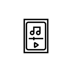 Music player vector icon in linear, outline icon isolated on white background