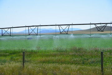 Irrigation system at work in the field.