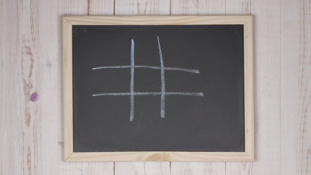 people playing tic tac toe with a chalk on a blackboard. win-win strategy