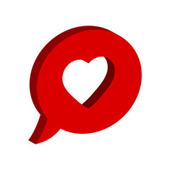heart icon. Chat symbol with heart   isometric vector ICON