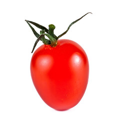 Ripe red cherry tomato isolated on a white background.