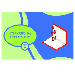 International Literacy Day greeting card vector illustration. International Literacy day background