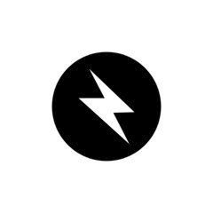 Lightning  icon vector in black solid flat design icon isolated on white background