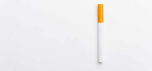 31 May of World No Tobacco Day, no smoking sign close up full pile cigarette or tobacco on white background with copy space, and Warning lung health concept