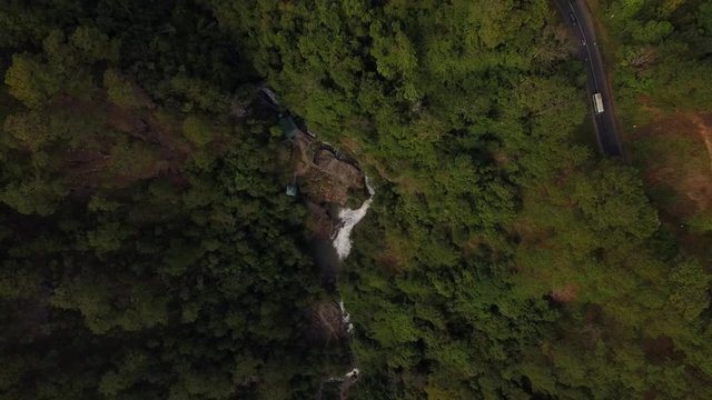 Aerial view of Datanla waterfall in Dalat, Lam Dong, Vietnam