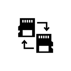 Memory transfer vector icon in black solid flat design icon isolated on white background