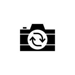 Switch camera vector icon in black solid flat design icon isolated on white background