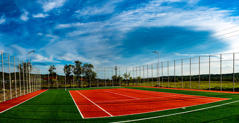 football field with a goal