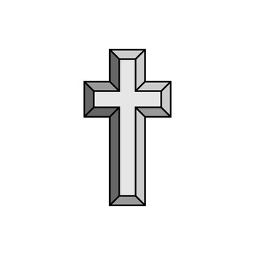 Illustration of an isolated grey cristian cross icon