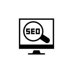 search engine optimization icon in black solid flat design icon isolated on white background