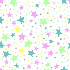 colored stars seamless pattern on white background