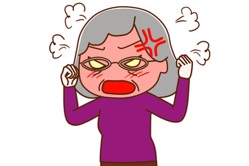 怒り狂う高齢の女性