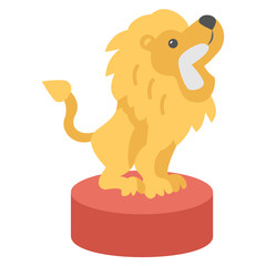 Big Cat is roaring while sitting on bench concept, circus and amusement park things on white background, Yellow Wild animal performing Vector, Trained Leopard Show Color Icon Design 