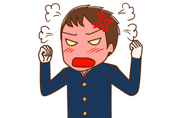 怒り狂う男子学生